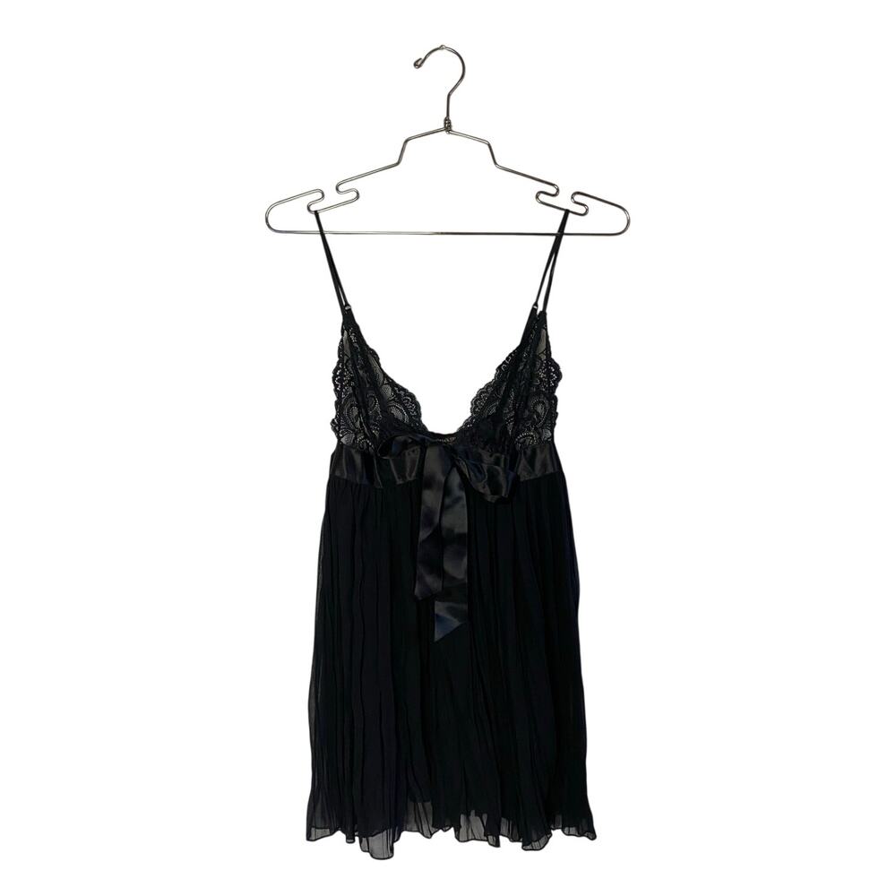 Y2K Victoria's Secret Black Babydoll Slip w Lace Bodice
